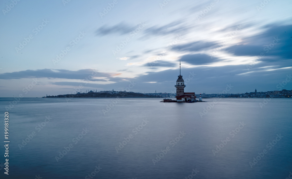 Maiden's Tower on Istanbul Bosphorus at Sunset