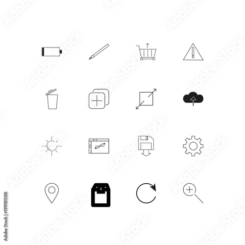 Interface simple linear icons set. Outlined vector icons