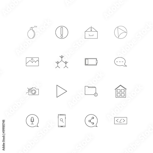 Interface simple linear icons set. Outlined vector icons