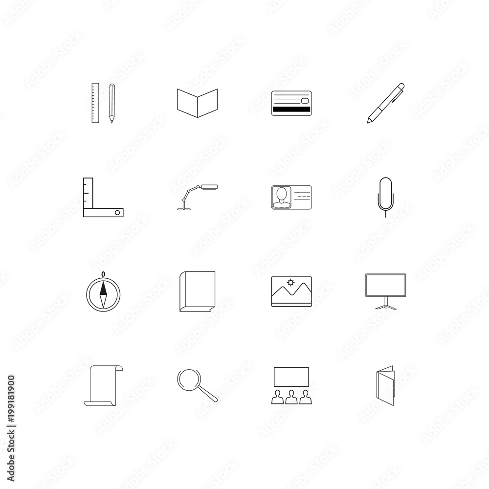 Office simple linear icons set. Outlined vector icons Office simple linear icons set. Outlined vector icons