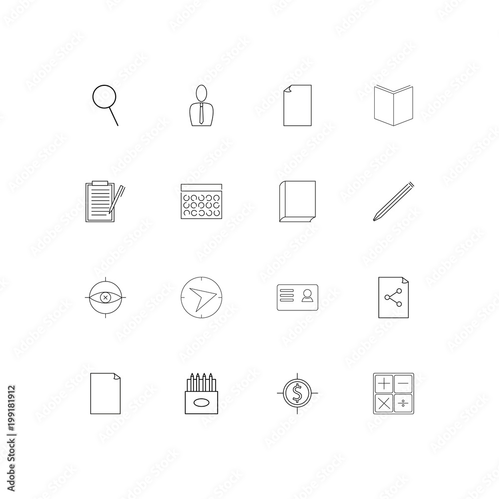 Office simple linear icons set. Outlined vector icons Office simple linear icons set. Outlined vector icons