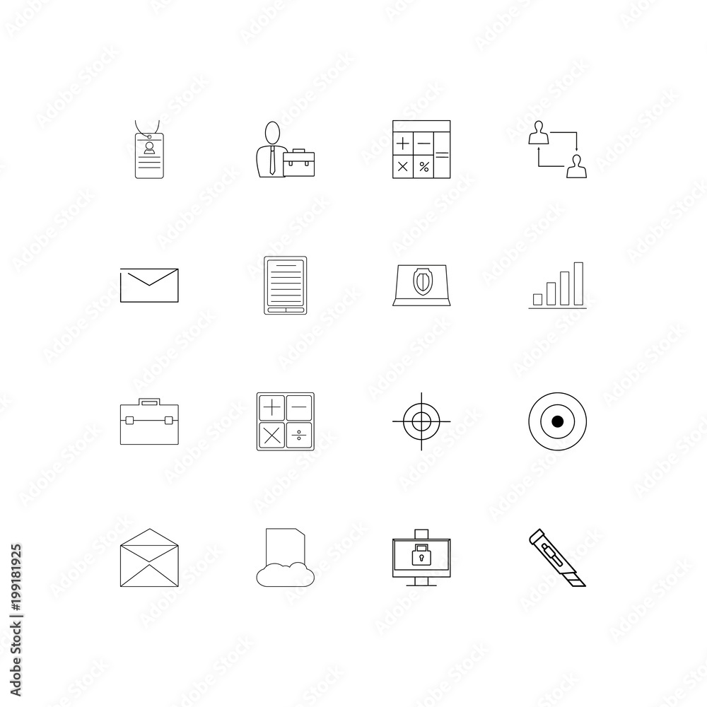 Office simple linear icons set. Outlined vector icons Office simple linear icons set. Outlined vector icons