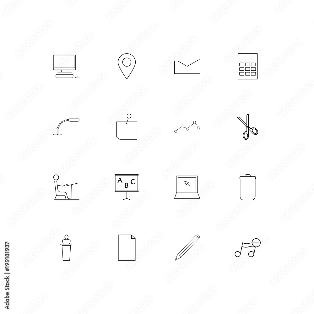 Office simple linear icons set. Outlined vector icons Office simple linear icons set. Outlined vector icons