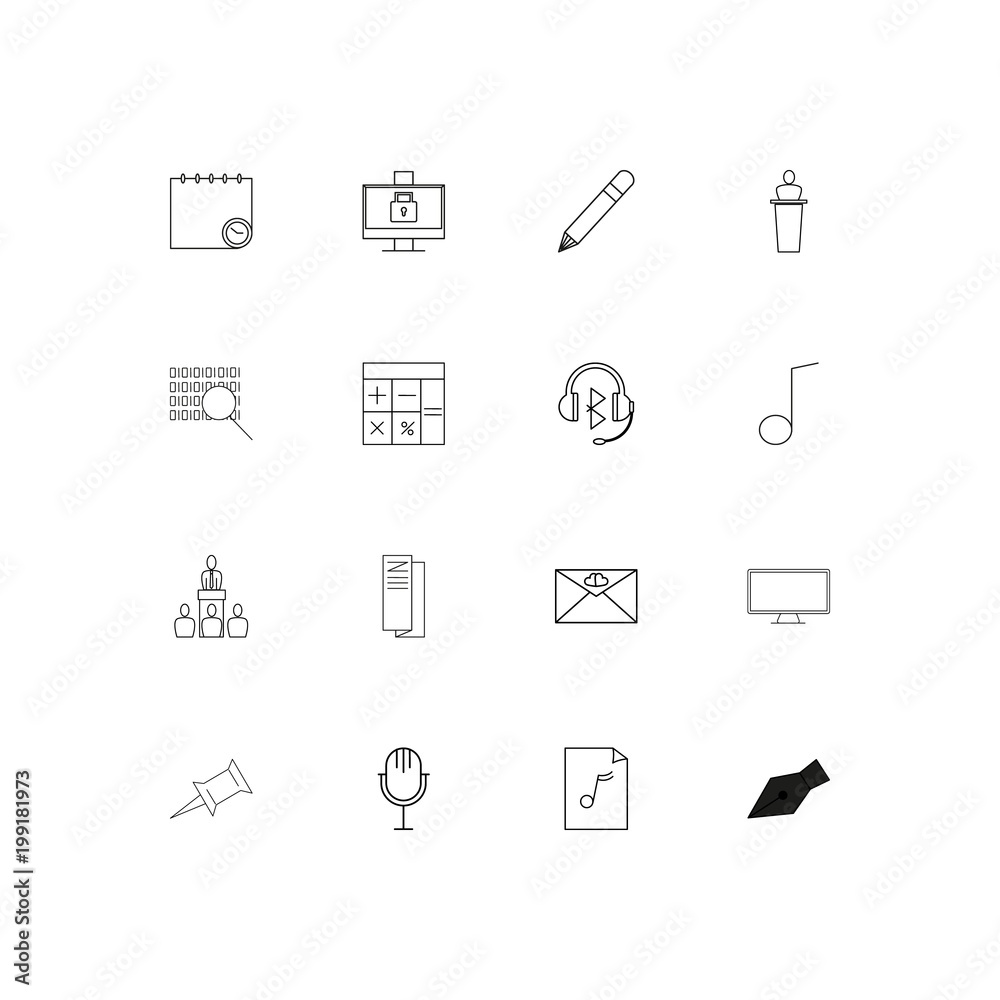 Office simple linear icons set. Outlined vector icons Office simple linear icons set. Outlined vector icons