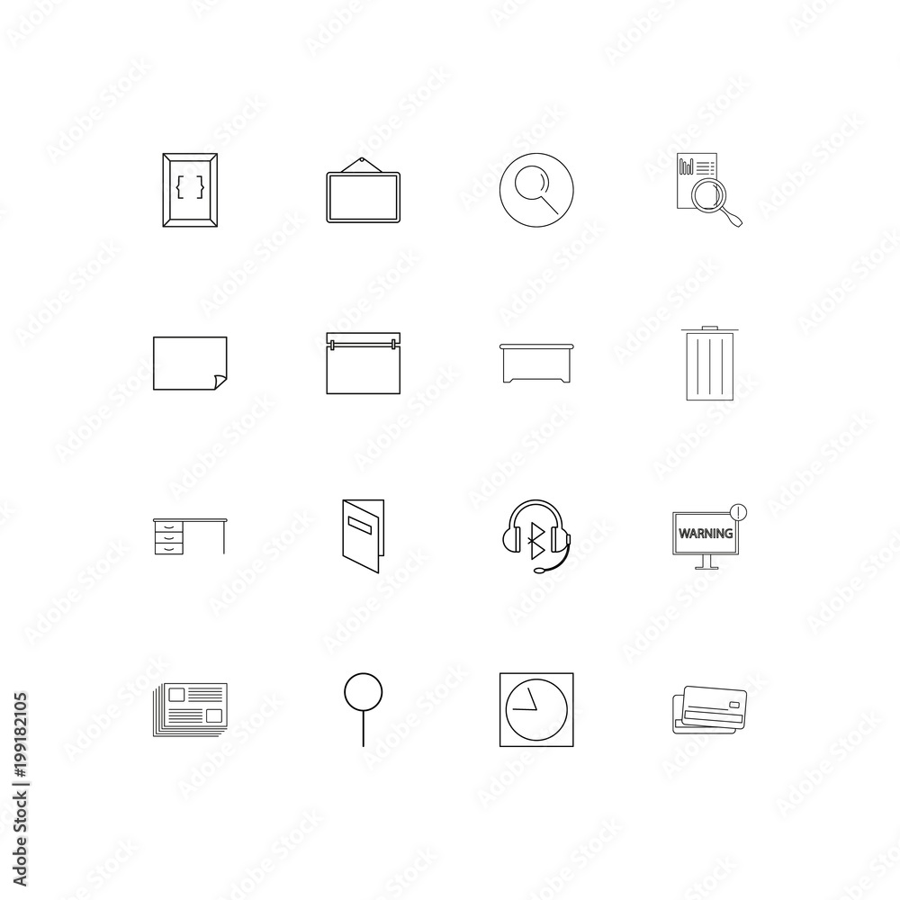 Office simple linear icons set. Outlined vector icons Office simple linear icons set. Outlined vector icons