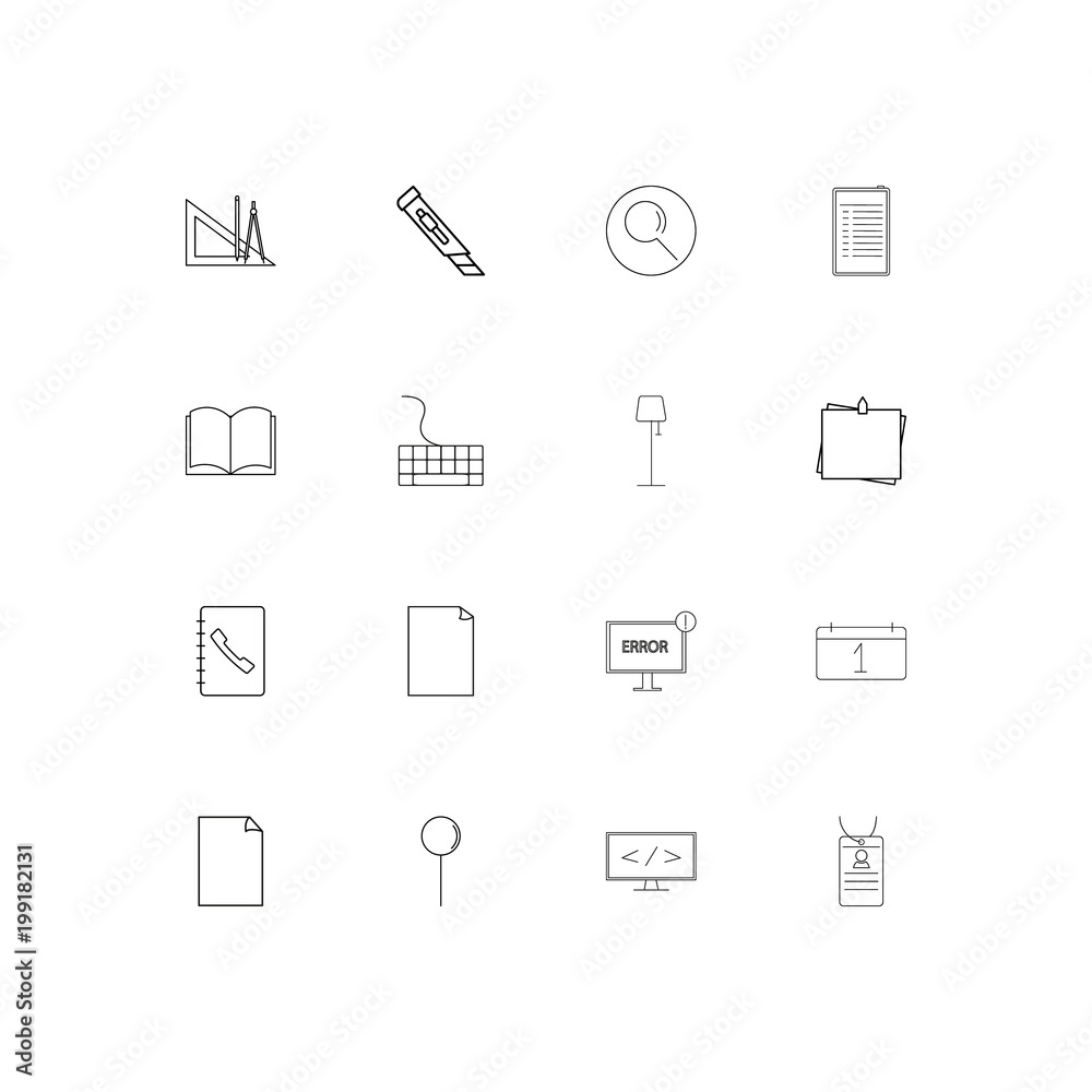 Office simple linear icons set. Outlined vector icons Office simple linear icons set. Outlined vector icons