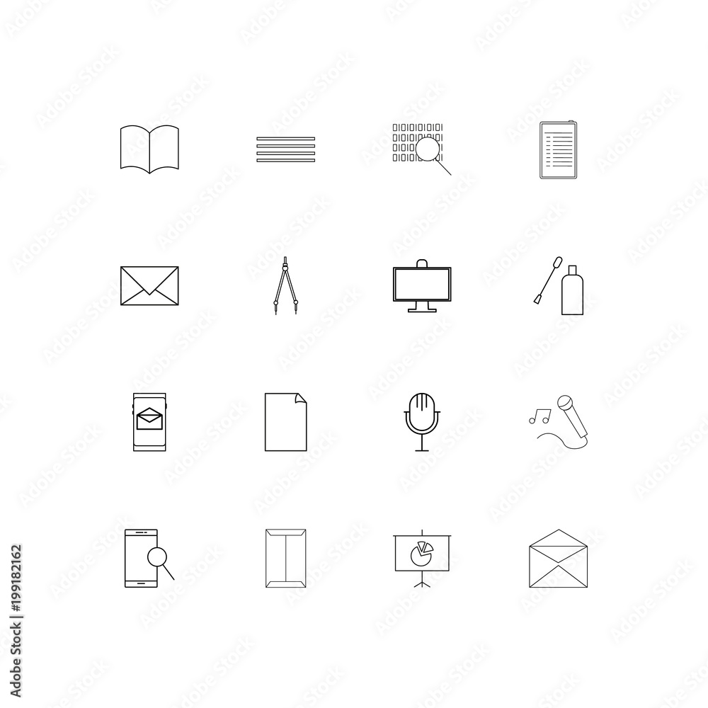 Office simple linear icons set. Outlined vector icons Office simple linear icons set. Outlined vector icons