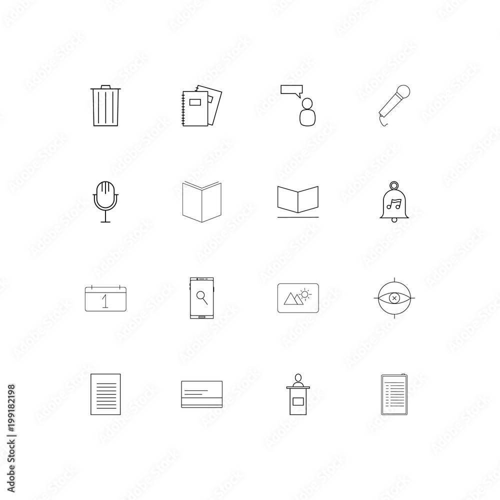 Office simple linear icons set. Outlined vector icons Office simple linear icons set. Outlined vector icons
