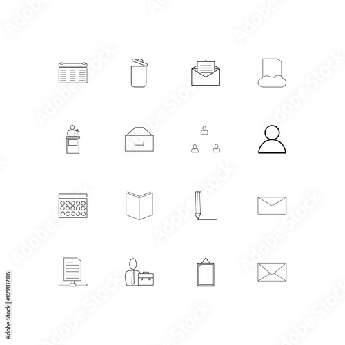 Office simple linear icons set. Outlined vector icons