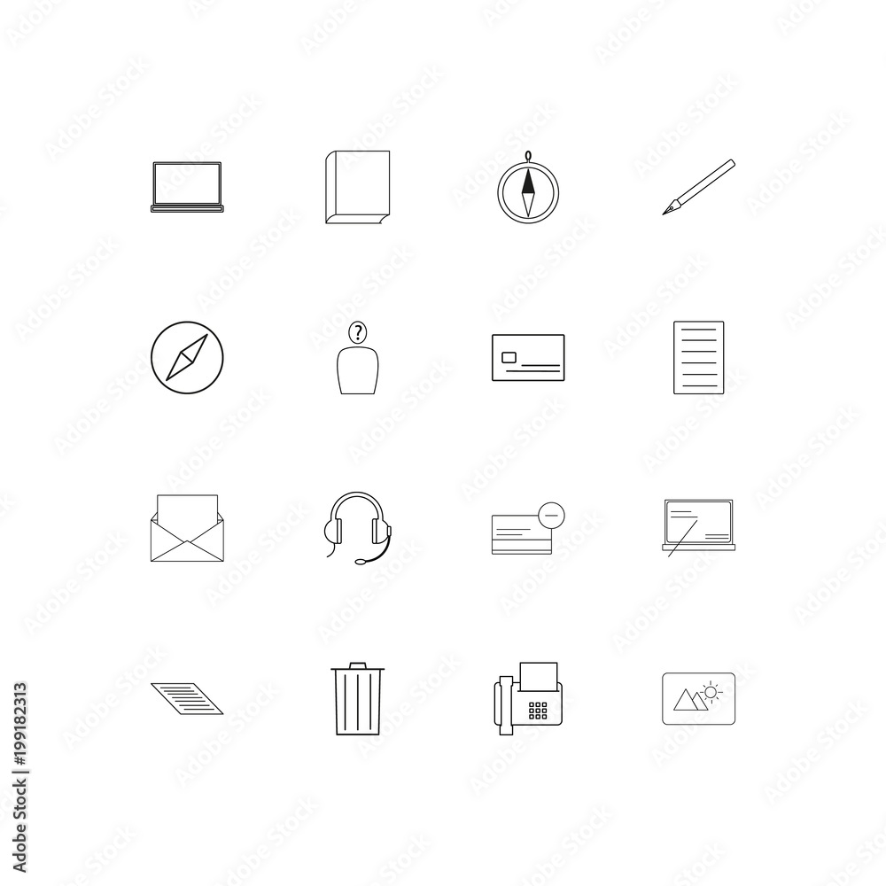 Office simple linear icons set. Outlined vector icons Office simple linear icons set. Outlined vector icons