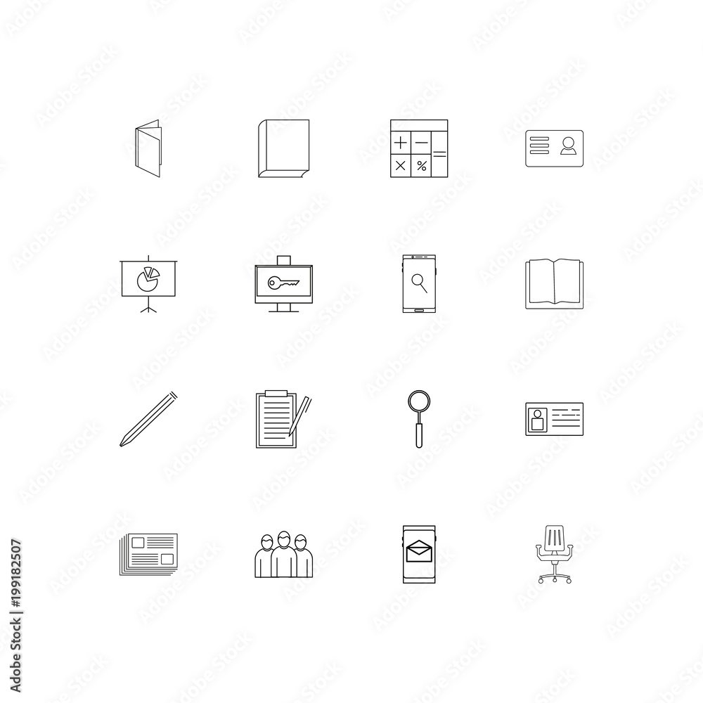 Office simple linear icons set. Outlined vector icons Office simple linear icons set. Outlined vector icons