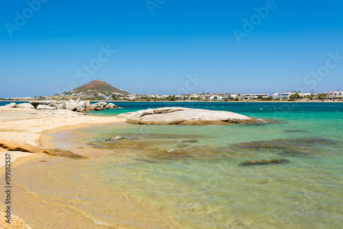 Fototapeta Naklejka Na Ścianę i Meble -  Clear azure sea water of Agia Anna beach. Naxos island. Greece