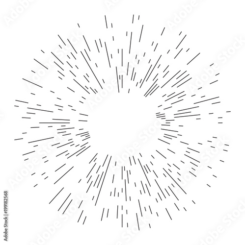 Rays element. Abstract circular geometric shape.