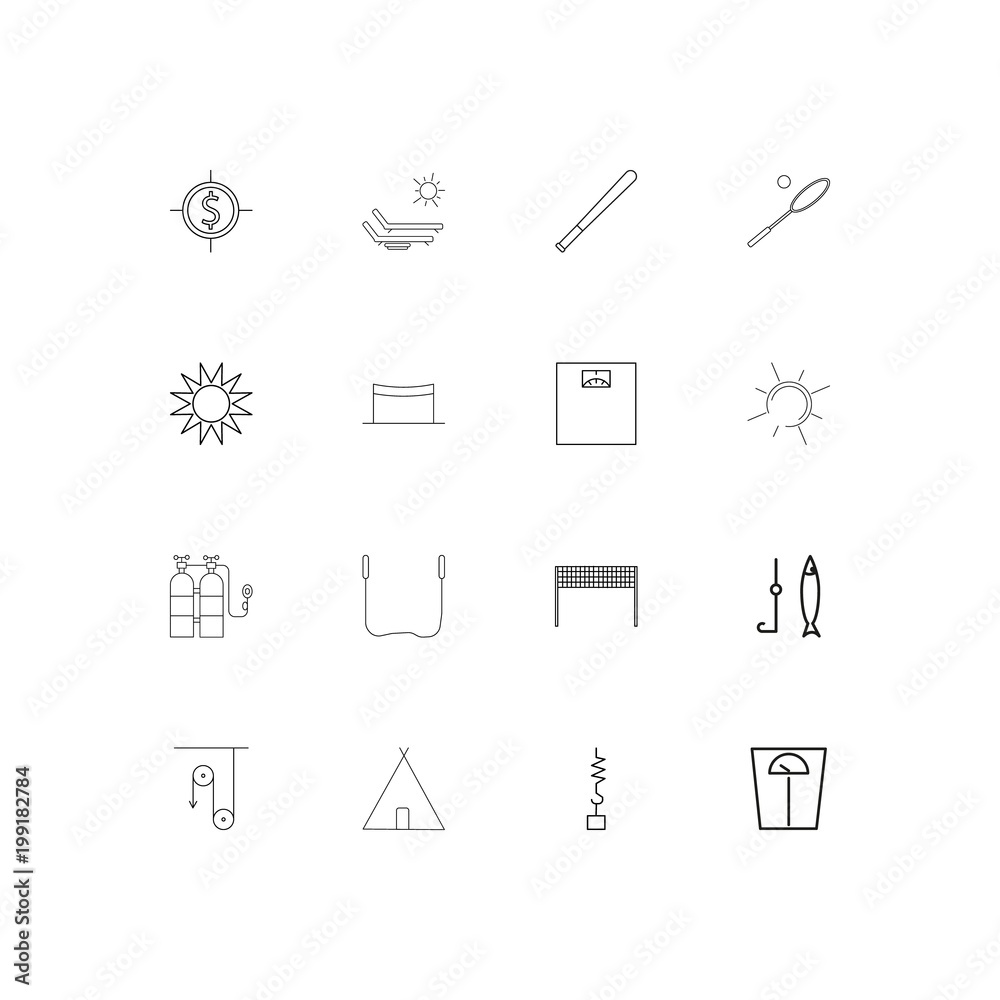 Sport Fitness And Recreation simple linear icons set. Outlined vector icons