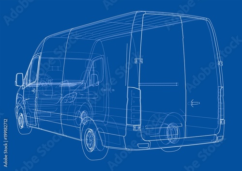 Concept cargo van. 3d illustration