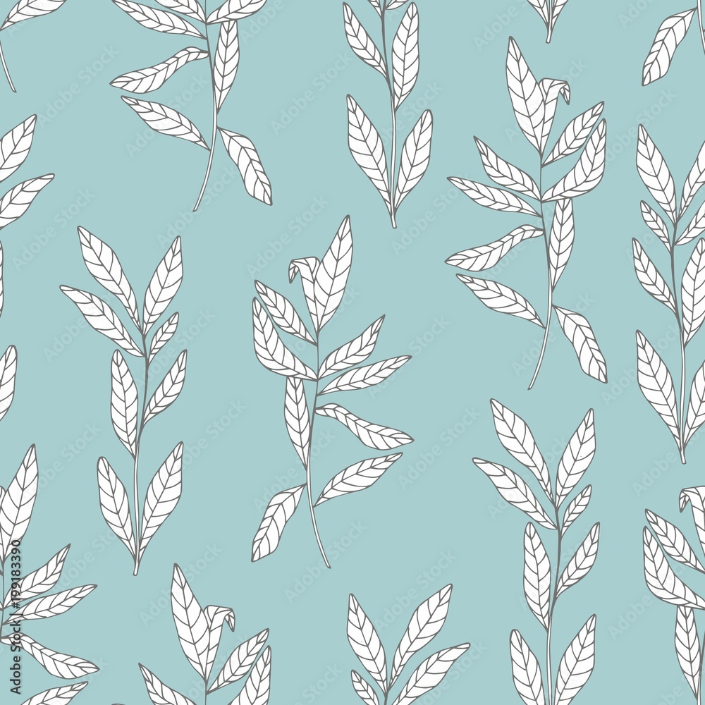 Vector seamless pattern on a turquoise background for design