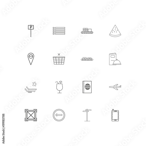 Travel simple linear icons set. Outlined vector icons