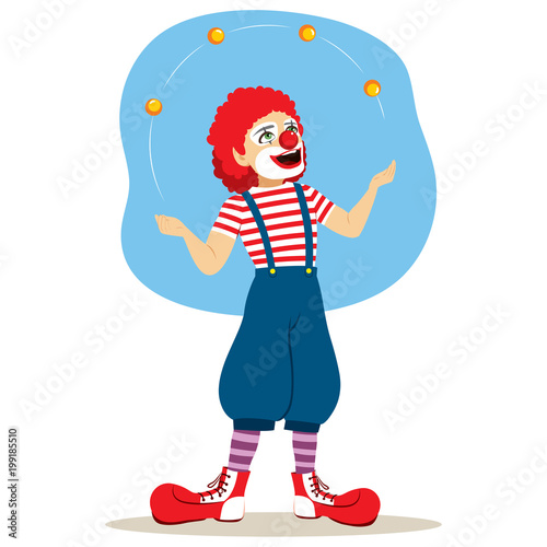 Funny juggler clown perform...