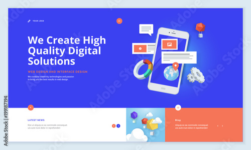 Effective website template design. Modern flat design vector illustration concept of web page design for website and mobile website development. Easy to edit and customize.