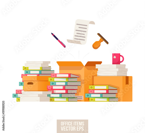 Carton boxes isolated. Bureaucracy, paperwork, office icon. Working with the archive print.
