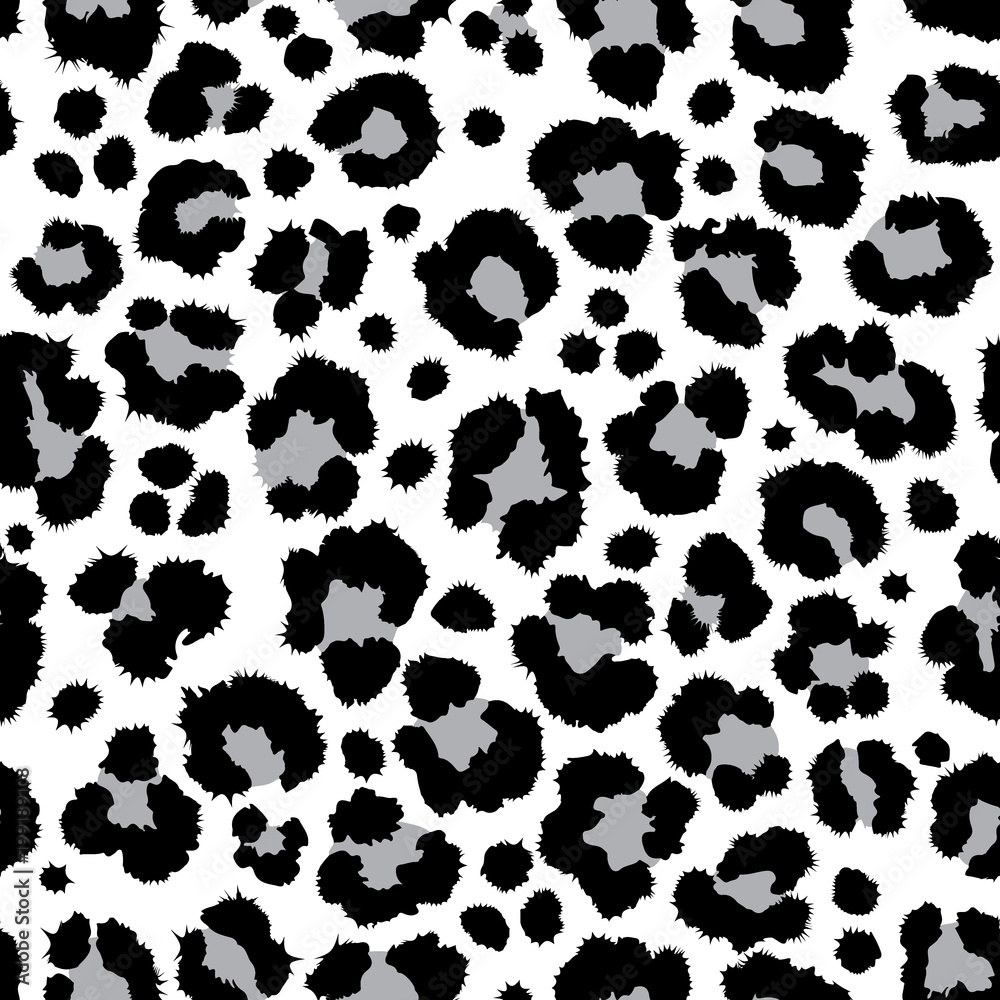 Fototapeta premium Print repeated, seamless leopard texture black white background