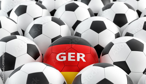 Soccer ball in german national colors - 3D Rendering 
