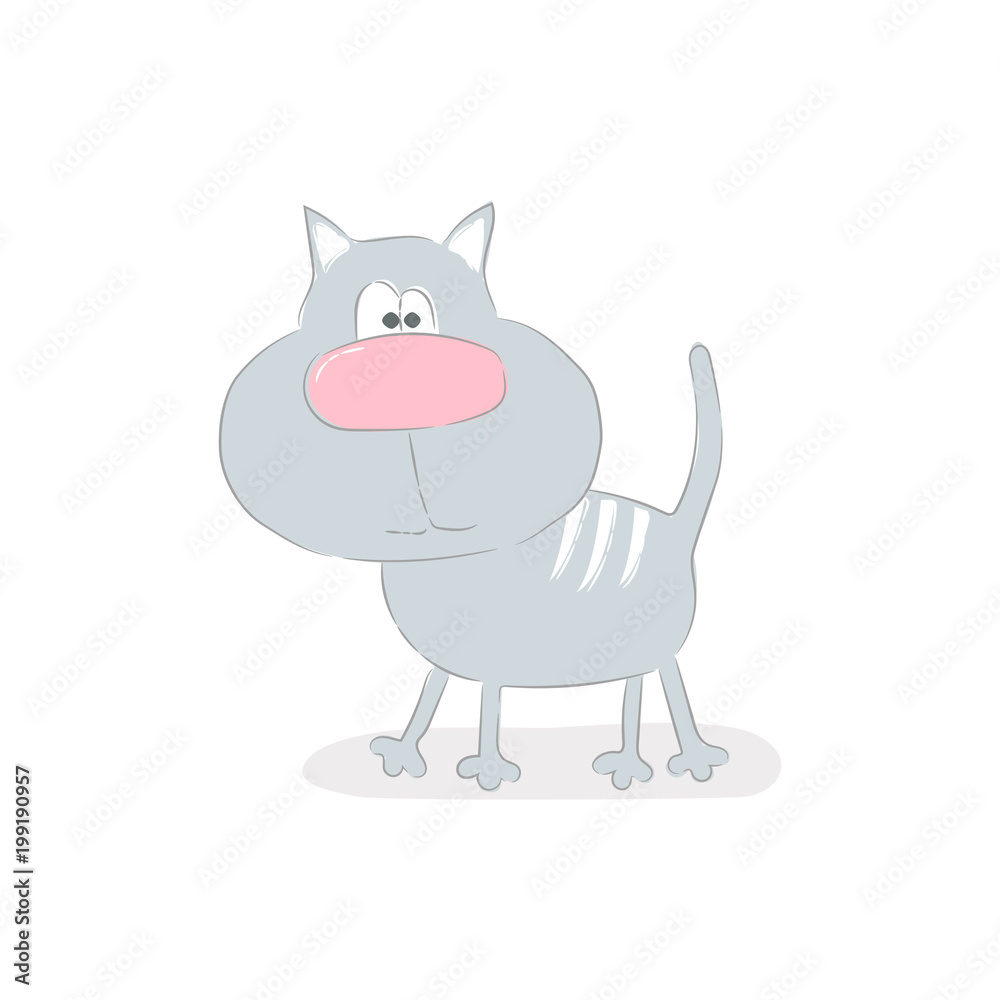 Cute cat vector illustration. Children print on t-shirt. Cute cat vector illustration. Children print on t-shirt.