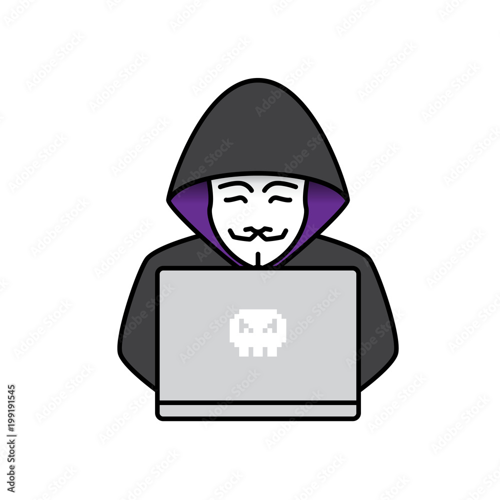 Icon of Hacker. Flat design Icon of Hacker. Flat design