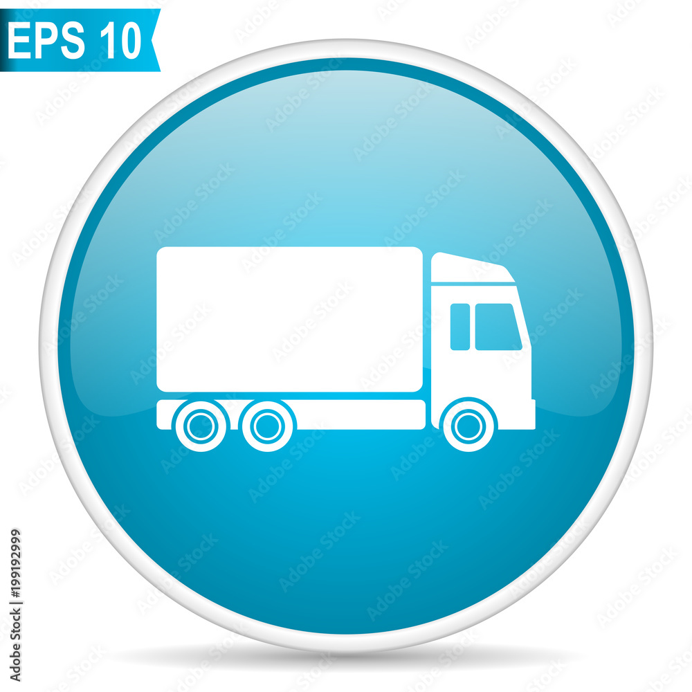 Delivery blue glossy round vector icon Delivery blue glossy round vector icon
