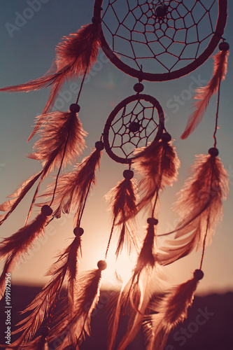 Dreamcatcher sunset , boho chic, ethnic amulet photo