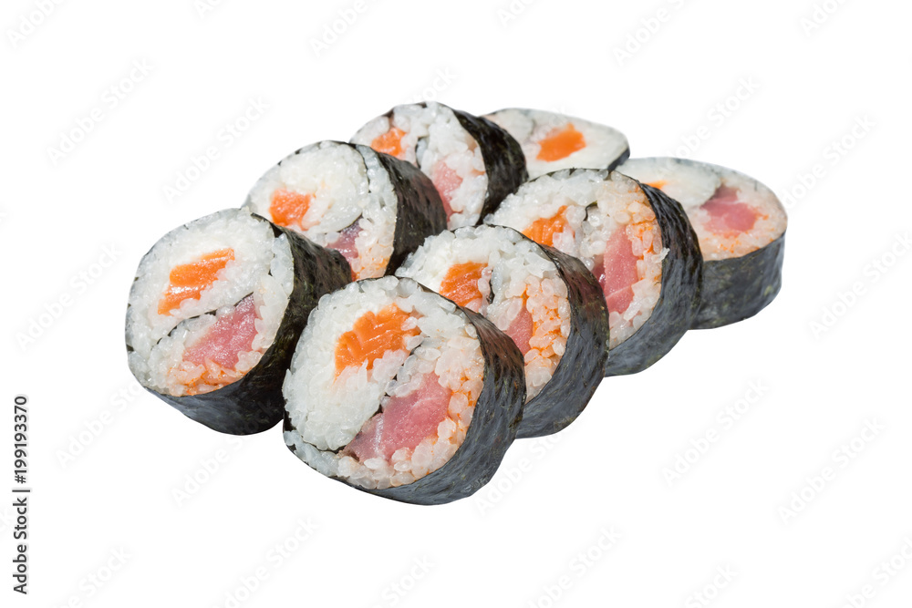 rolls, sushi lined on a white background, Japanese food, wrapped in algae, rice and fish, vegetables and wasabi rolls, sushi lined on a white background, Japanese food, wrapped in algae, rice and fish, vegetables and wasabi