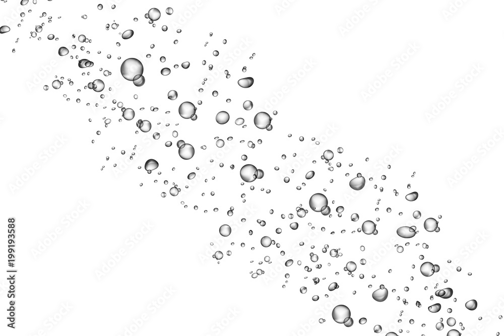 Underwater fizzing air bubbles flow on white background. Underwater fizzing air bubbles flow on white background.