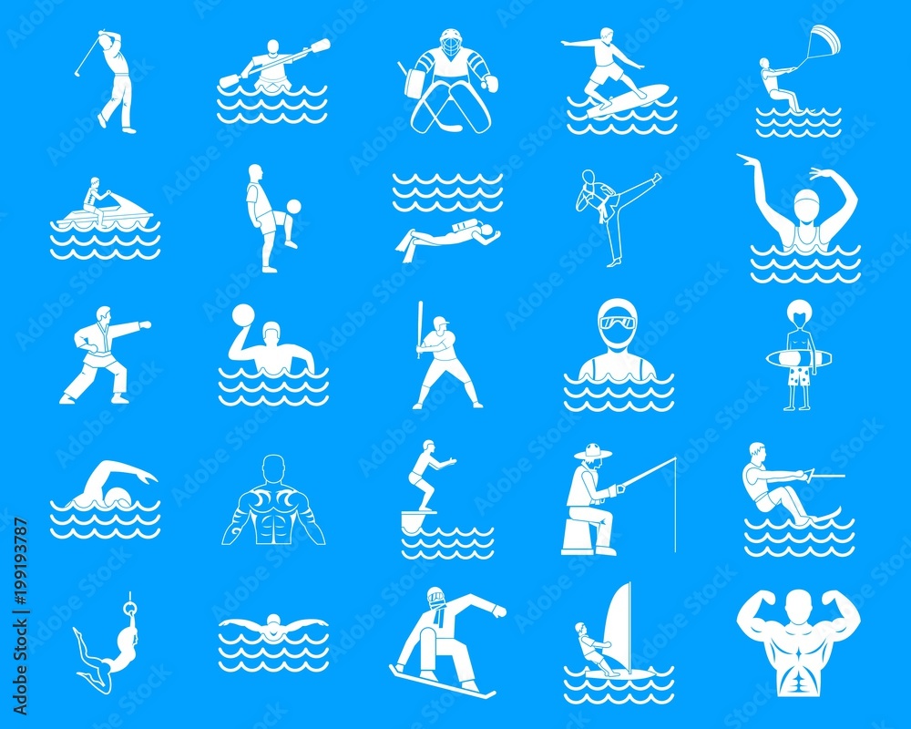 Sportsman icon blue set vector