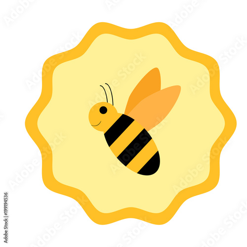 Vector honey label. Bee print design. Cute doodle sticker.