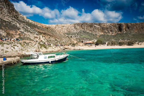 Moored yacht at Crete island, Greece