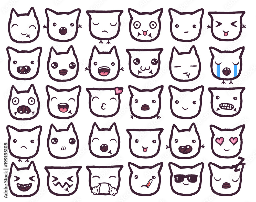 Hand drawn vector emoticons collection. Hand drawn vector emoticons collection.