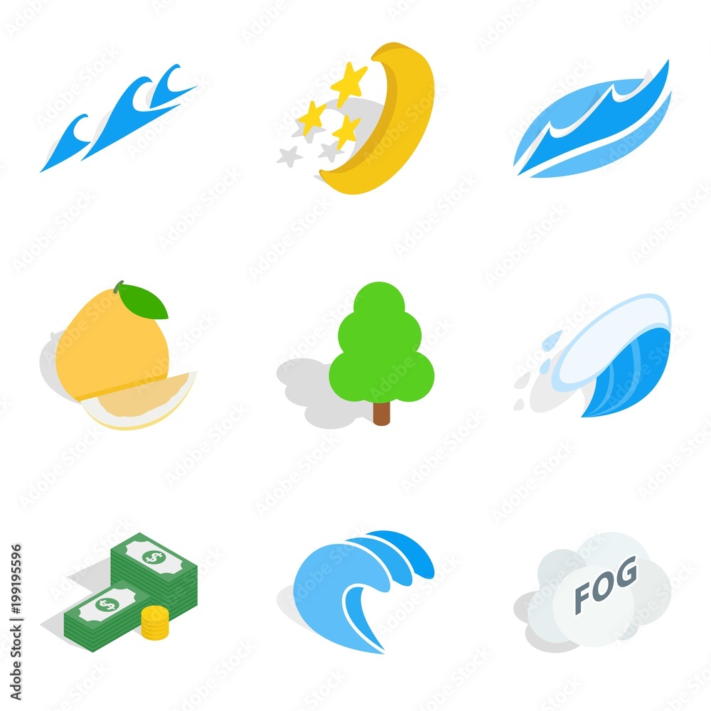 Feasible icons set, isometric style
