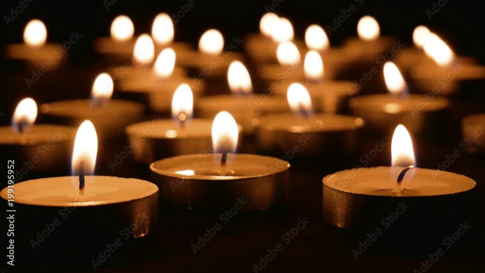 Small candles are pleasantly lit in the evening time Small candles are pleasantly lit in the evening time