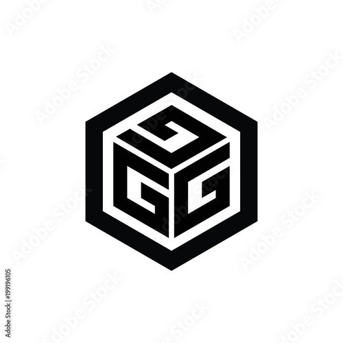 ggg letter initial logo hexagon photo