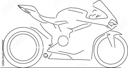 Motorcycle line drawing in black and white 