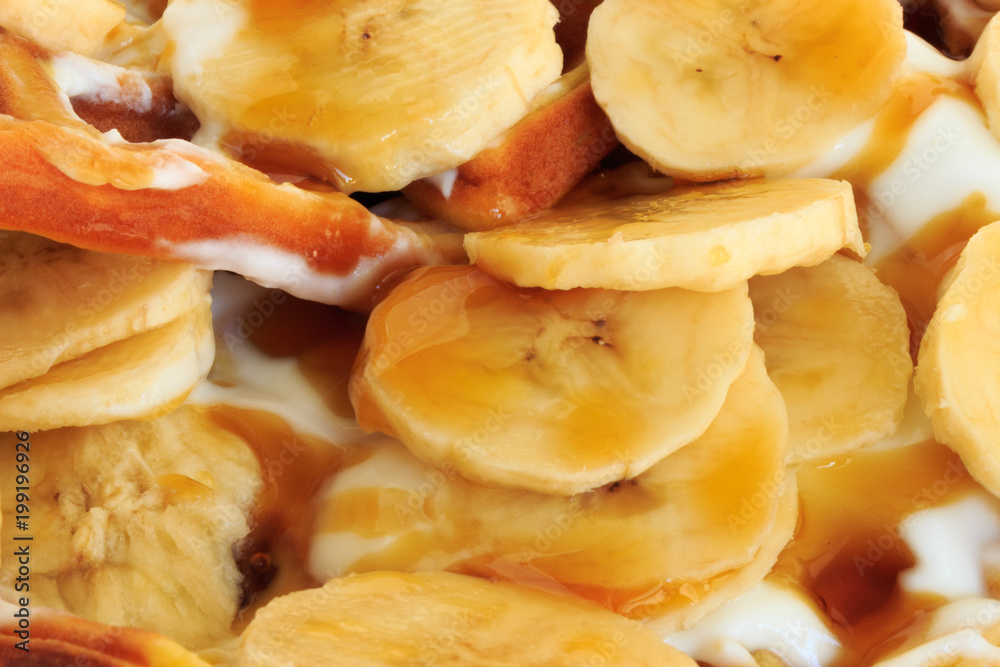 Waffle with yogurt and bananas Waffle with yogurt and bananas