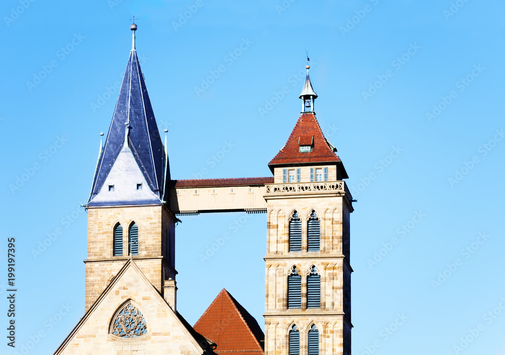 Obraz premium Twin bell tower of St. Dionysius church, Esslingen