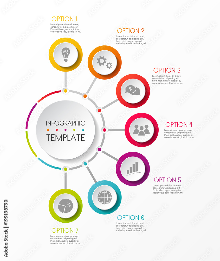 Fototapeta premium Multicolored infographic template - business icons. Vector.