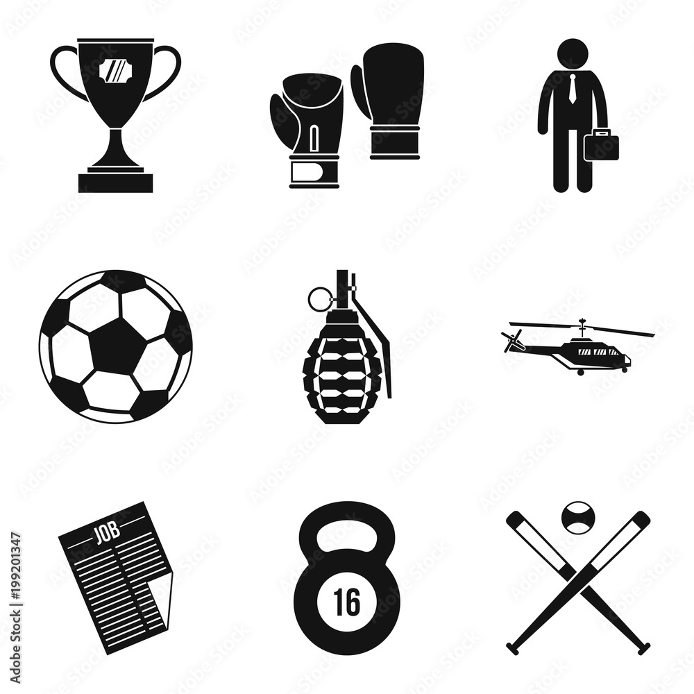 Defeat icons set, simple style Defeat icons set, simple style