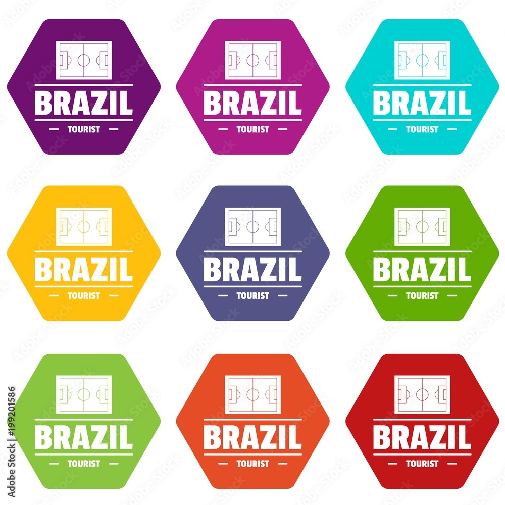 Brazil tourist icons set 9 vector