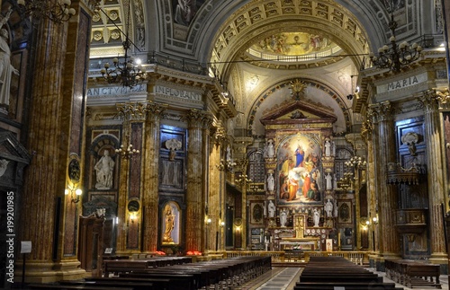 Turin  Italy  Piedmont  April 2 2018. Interior of the Basilica of Mary Help of Christians