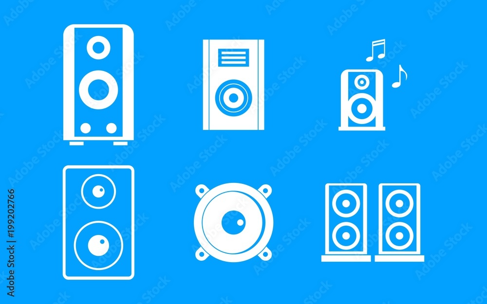 Speaker icon blue set vector Speaker icon blue set vector