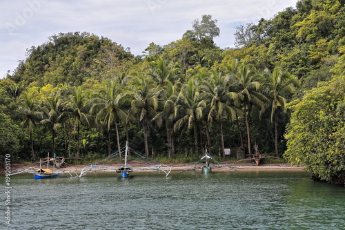 Balangay or bangka boats stranded and tied-Panaon river mouth. Sipalay-Philippines. 0381