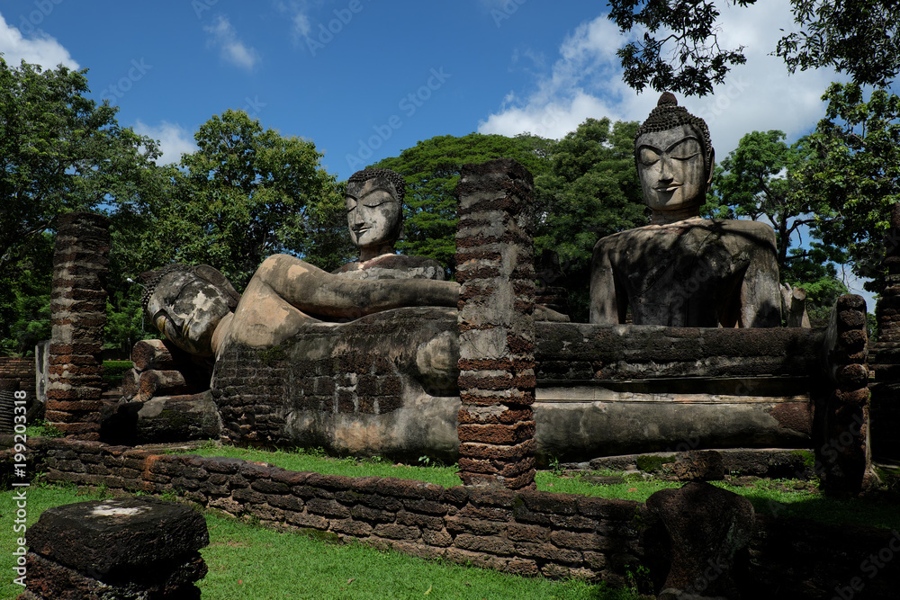 Wat Phra Kaeo with Buddha Statues Historical Park in Kamphaeng Phet, Thailand (a part of the UNESCO World Heritage Site Historic Town of Sukhothai and Associated Historic Towns) Wat Phra Kaeo with Buddha Statues Historical Park in Kamphaeng Phet, Thailand (a part of the UNESCO World Heritage Site Historic Town of Sukhothai and Associated Historic Towns)