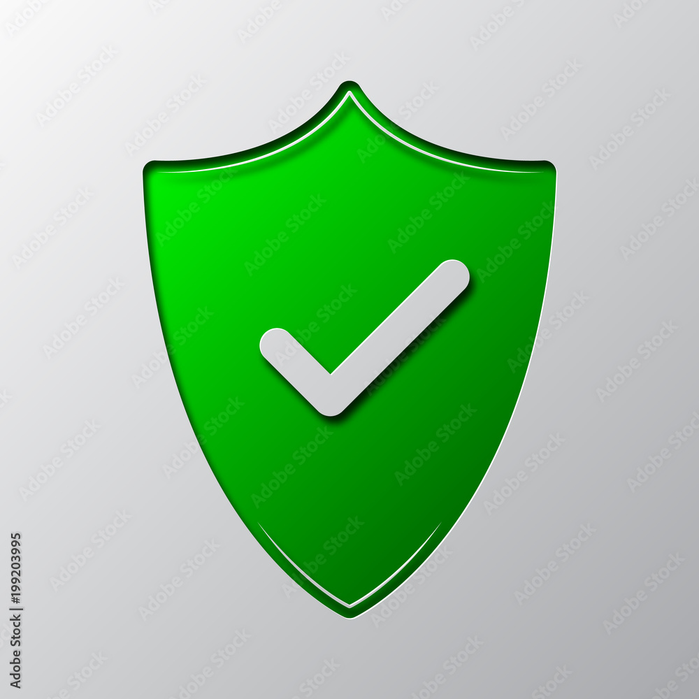 Paper art of the green shield. Vector illustration Paper art of the green shield. Vector illustration
